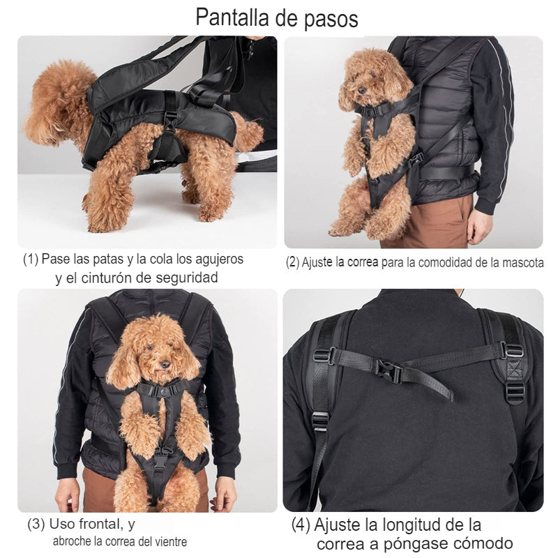 Mochila de transporte para perros, con cara frontal y manos libres. - Mascotalux