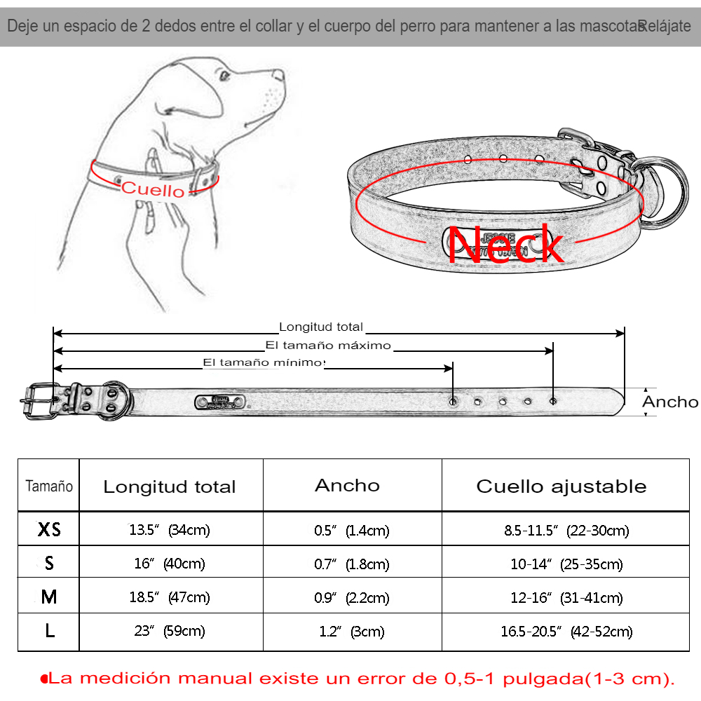 ¡Destaca con Estilo! Collar de Identificación de Piel Genuina para Mascotas - Grabado Personalizado Gratis - Mascotalux