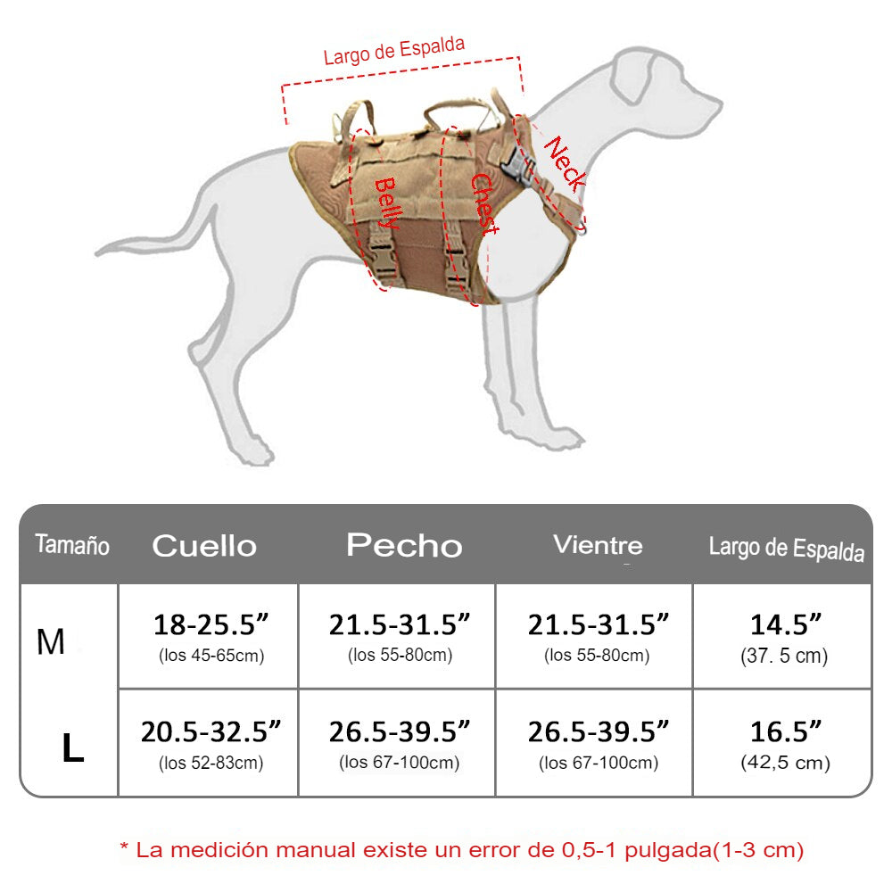 Arnés de nylon durable arnés de perro táctico militar K9 trabajo.
