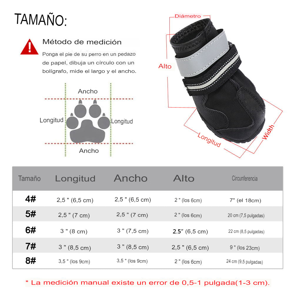 Zapatos reflectantes para perros, calzado impermeable, botines cálidos para nieve y lluvia. - Mascotalux