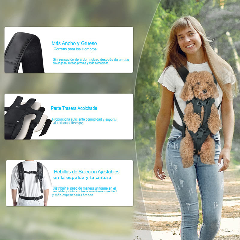 Mochila de transporte para perros, con cara frontal y manos libres. - Mascotalux