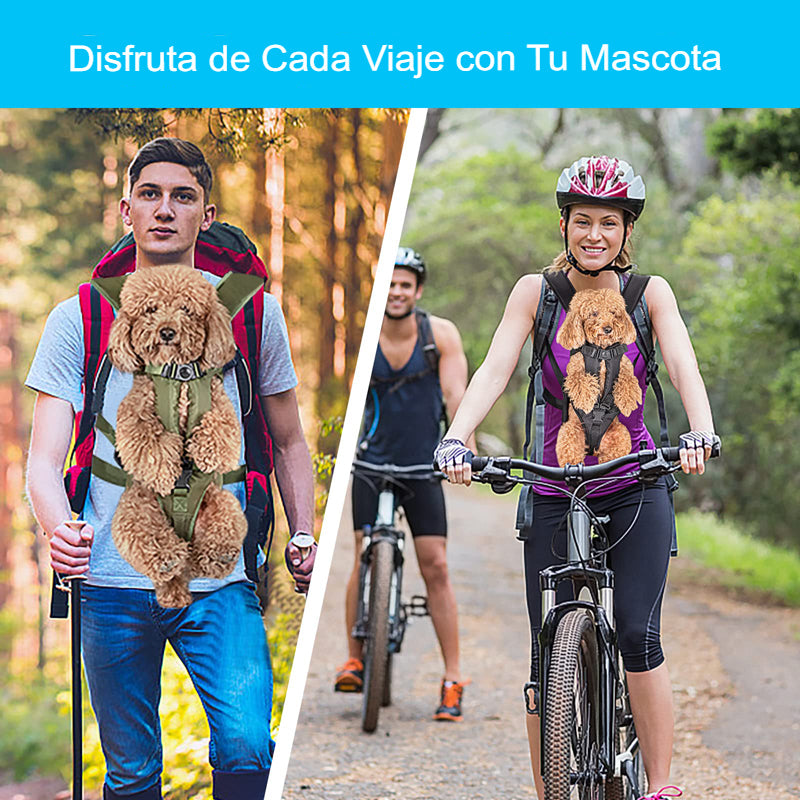 Mochila de transporte para perros, con cara frontal y manos libres. - Mascotalux