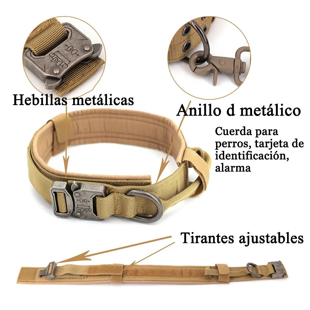 Arnés Táctico para Perros 3 Juegos: Arnés y Correa, Arnés y Correa y Collar, Conjunto. Resistente, cómodo y versátil. - Mascotalux