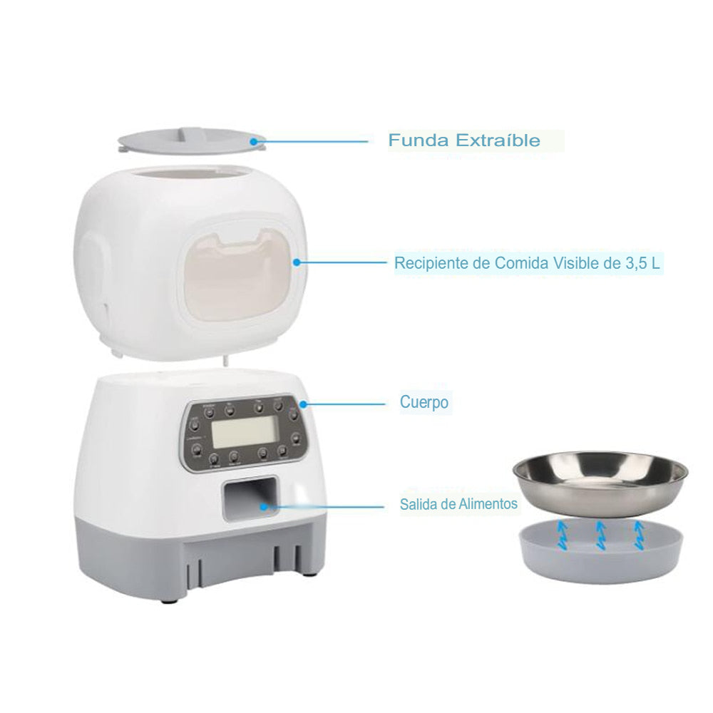 Alimentador automático para gatos y perros, dispensador de comida inteligente. - Mascotalux