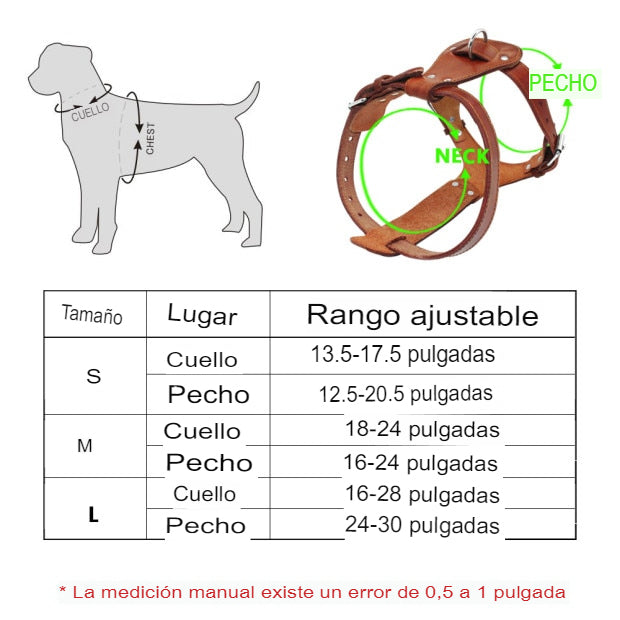 Arnés de cuero auténtico para perros, chaleco de entrenamiento para caminar. - Mascotalux