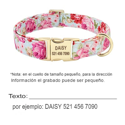Correa y collar de nailon con flores para perro, conjunto de sujeción animal con estampado floral para mascota de tamaño pequeño, mediano y grande, incluye bolsa para comida de premio. - Mascotalux