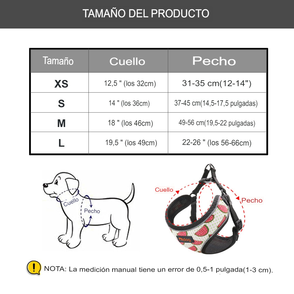 Arnés con estampado de frutas para perros y gatos pequeñas, Chihuahua, Yorkshire - Mascotalux