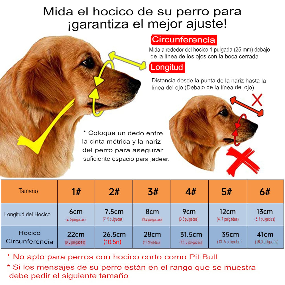 Bozal de goma suave para perros, antimordedura. - Mascotalux