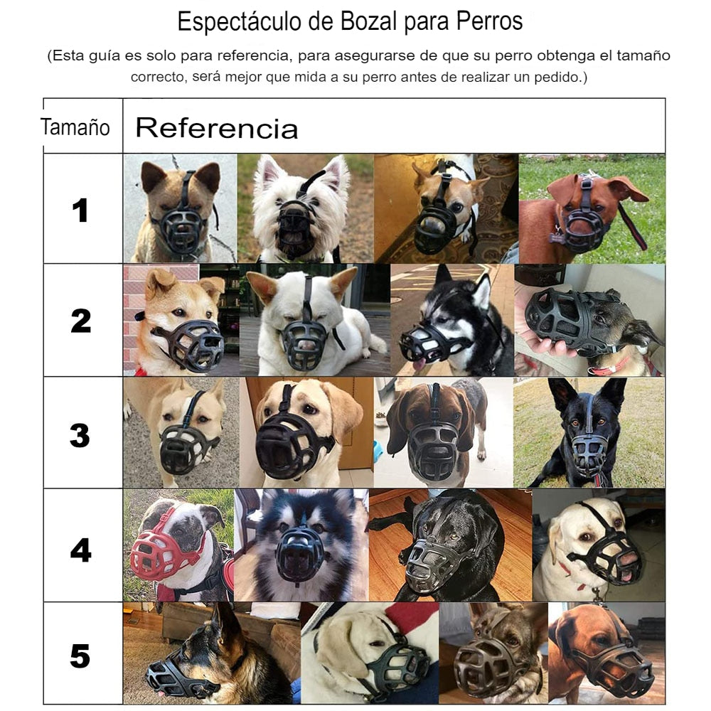 Bozal de silicona suave para perros pequeños, medianos y grandes, protector de hocico transpirable y cómodo para evitar mordeduras y ladridos - Mascotalux