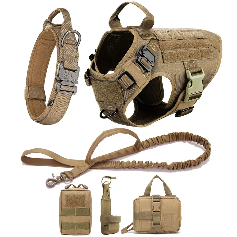 Arnés Táctico para Perros 3 Juegos: Arnés y Correa, Arnés y Correa y Collar, Conjunto. Resistente, cómodo y versátil. - Mascotalux