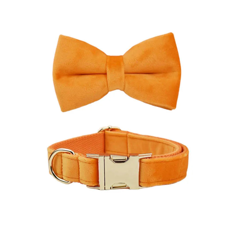 Conjunto de Collar y Correa de Terciopelo Naranja para Perros: Estilo Exclusivo y Seguridad Personalizada para tu Compañero Peludo - Mascotalux