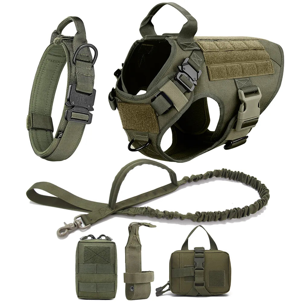 Arnés Táctico para Perros 3 Juegos: Arnés y Correa, Arnés y Correa y Collar, Conjunto. Resistente, cómodo y versátil. - Mascotalux