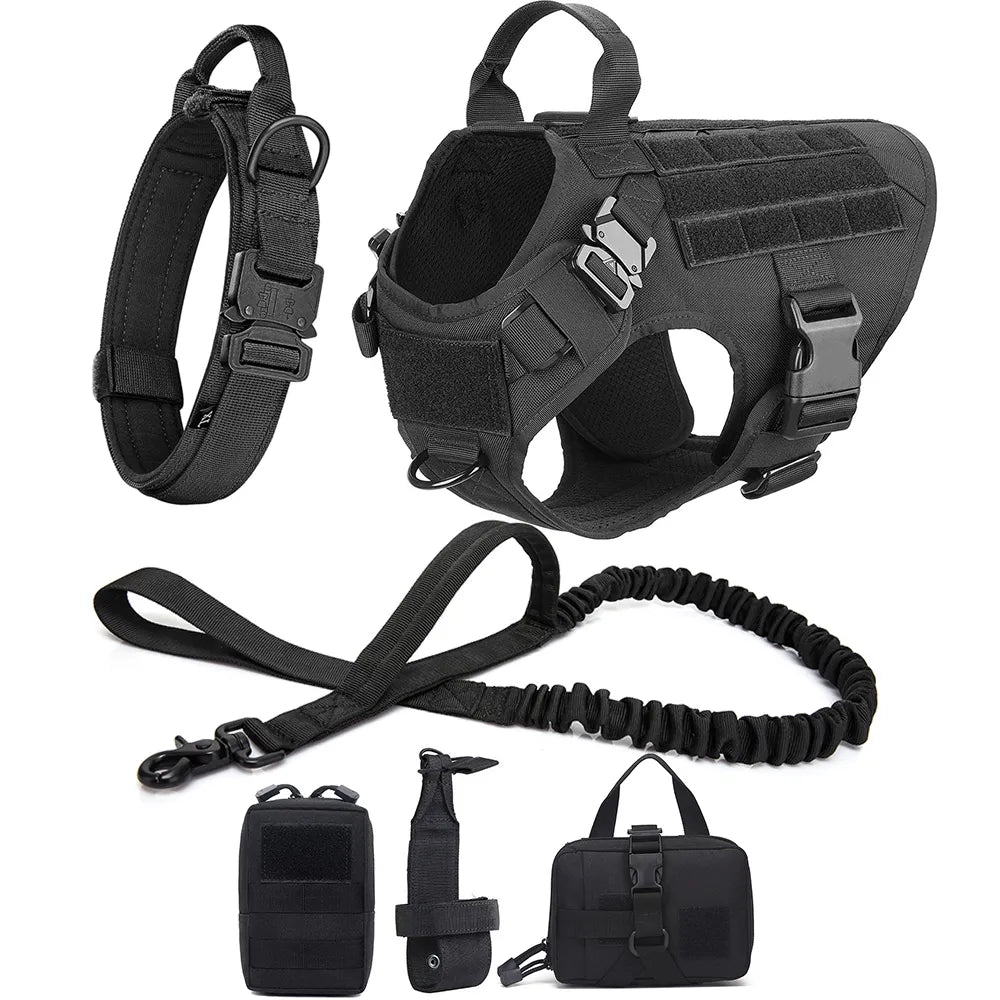 Arnés Táctico para Perros 3 Juegos: Arnés y Correa, Arnés y Correa y Collar, Conjunto. Resistente, cómodo y versátil. - Mascotalux