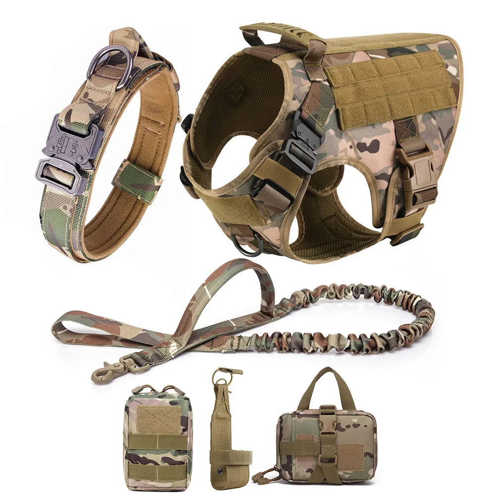 Arnés Táctico para Perros 3 Juegos: Arnés y Correa, Arnés y Correa y Collar, Conjunto. Resistente, cómodo y versátil. - Mascotalux
