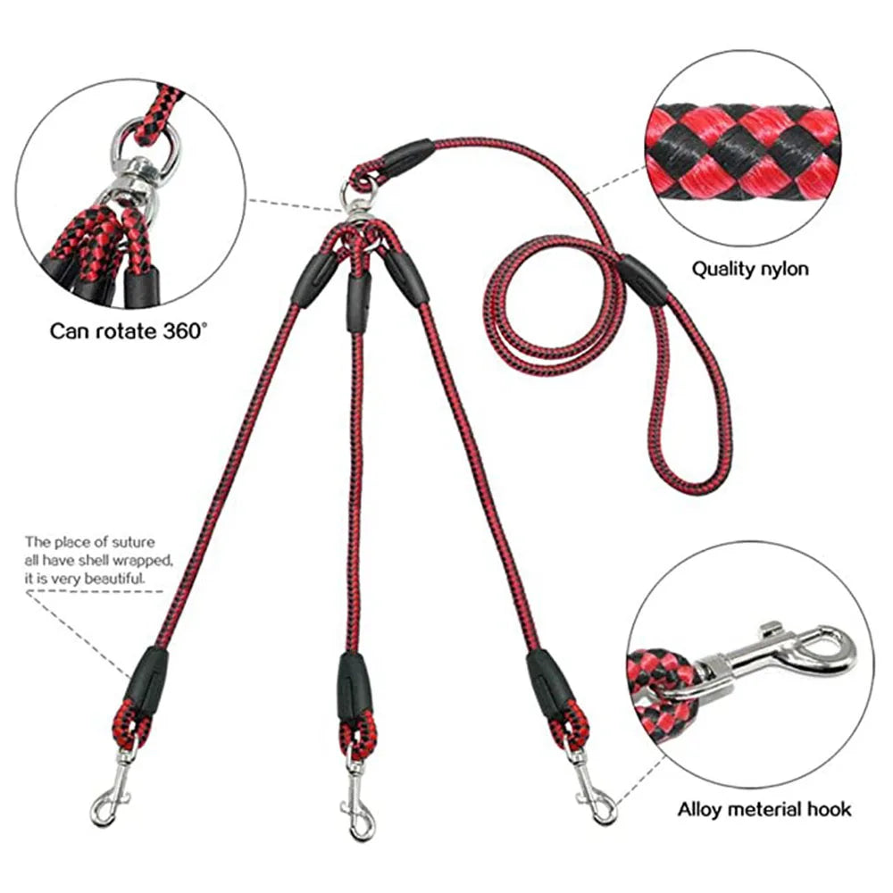 🚶♂️Pasea con Confianza: Correa Triple Antienredos para Perros y Gatos