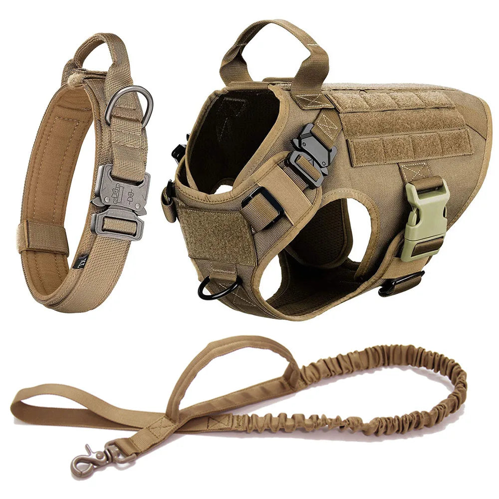 Arnés Táctico para Perros 3 Juegos: Arnés y Correa, Arnés y Correa y Collar, Conjunto. Resistente, cómodo y versátil. - Mascotalux