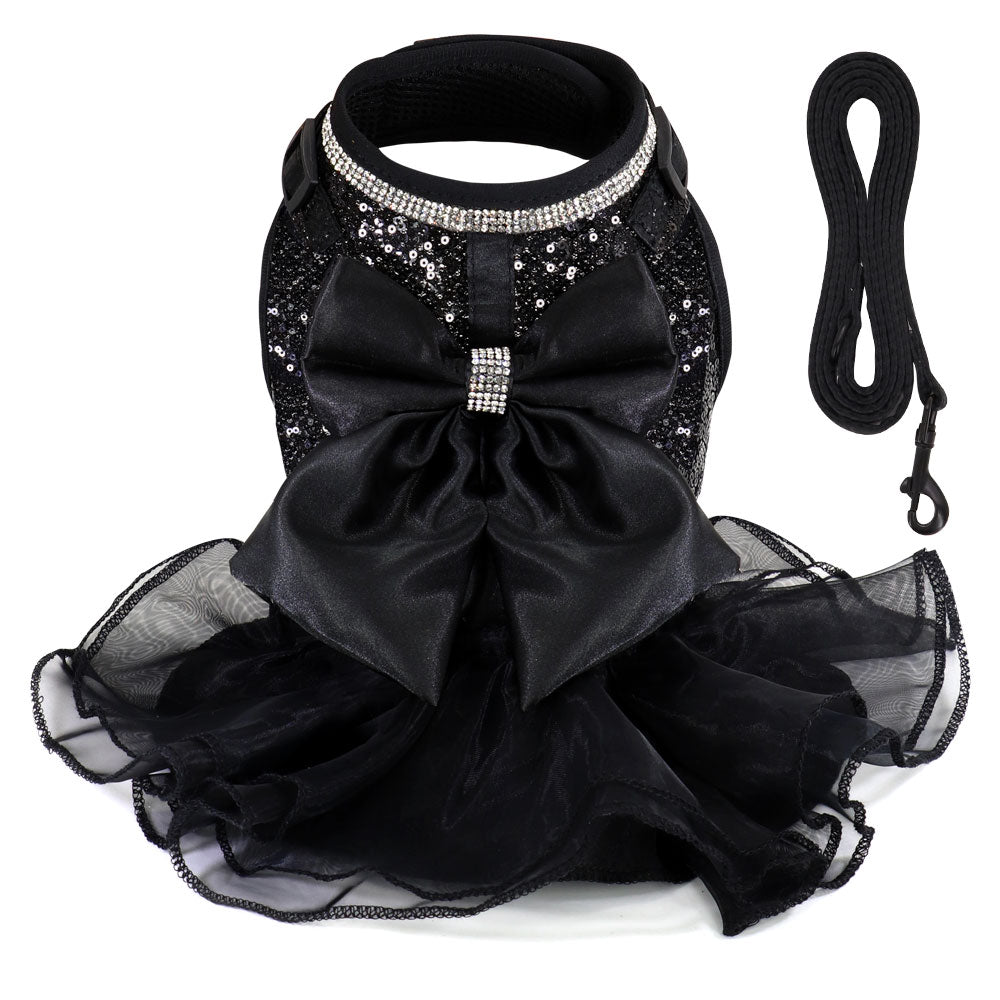 ¡Vista a su mascota con elegancia y estilo! Descubra nuestro adorable vestido rosa para gatos y perros pequeños con deslumbrantes accesorios de diamantes de imitación y lazo bonito. - Mascotalux