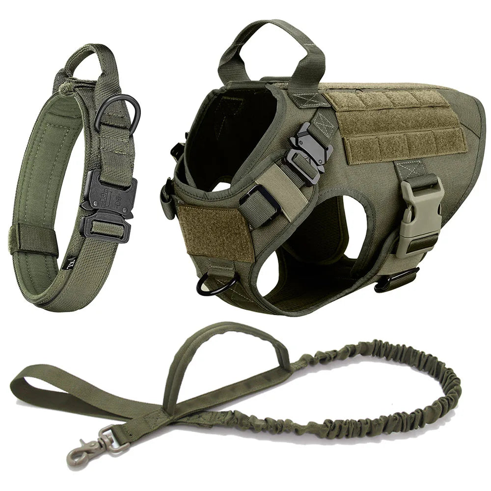 Arnés Táctico para Perros 3 Juegos: Arnés y Correa, Arnés y Correa y Collar, Conjunto. Resistente, cómodo y versátil. - Mascotalux