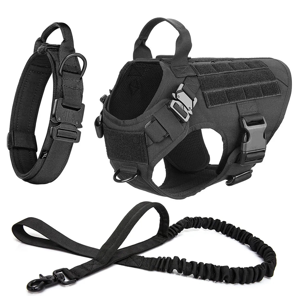 Arnés Táctico para Perros 3 Juegos: Arnés y Correa, Arnés y Correa y Collar, Conjunto. Resistente, cómodo y versátil. - Mascotalux