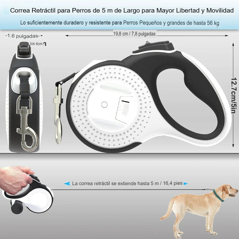 Correa Retráctil Benepaw: Pasea a Tu Perro con Seguridad y Comodidad, Día y Noche - Mascotalux