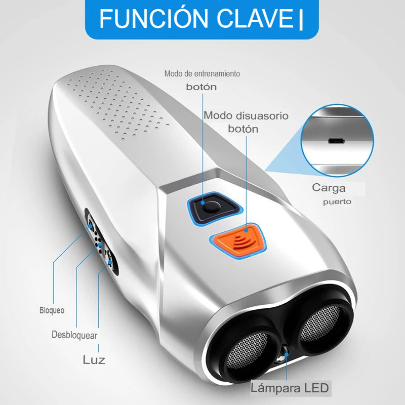 Repelente Ultrasónico PU70 para Perros: Detén Ladridos y Malos Comportamientos - Mascotalux