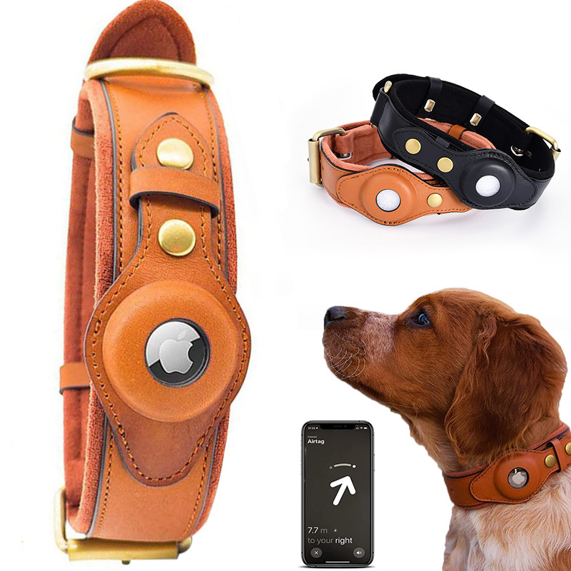 Collar Cuero Airtag: Rastreo Elegante para Tu Compañero Canino – Mascotalux