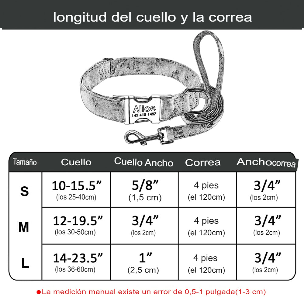 Correa con placa de identificación, ajustable, para perros medianos y grandes. Collar de nailon personalizado para perro. - Mascotalux