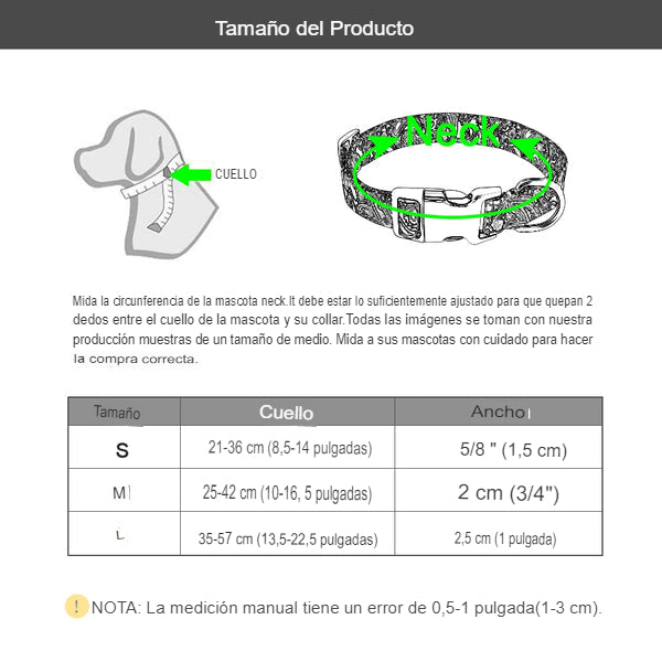 Collar de nailon con estampados personalizados para mascotas - Mascotalux