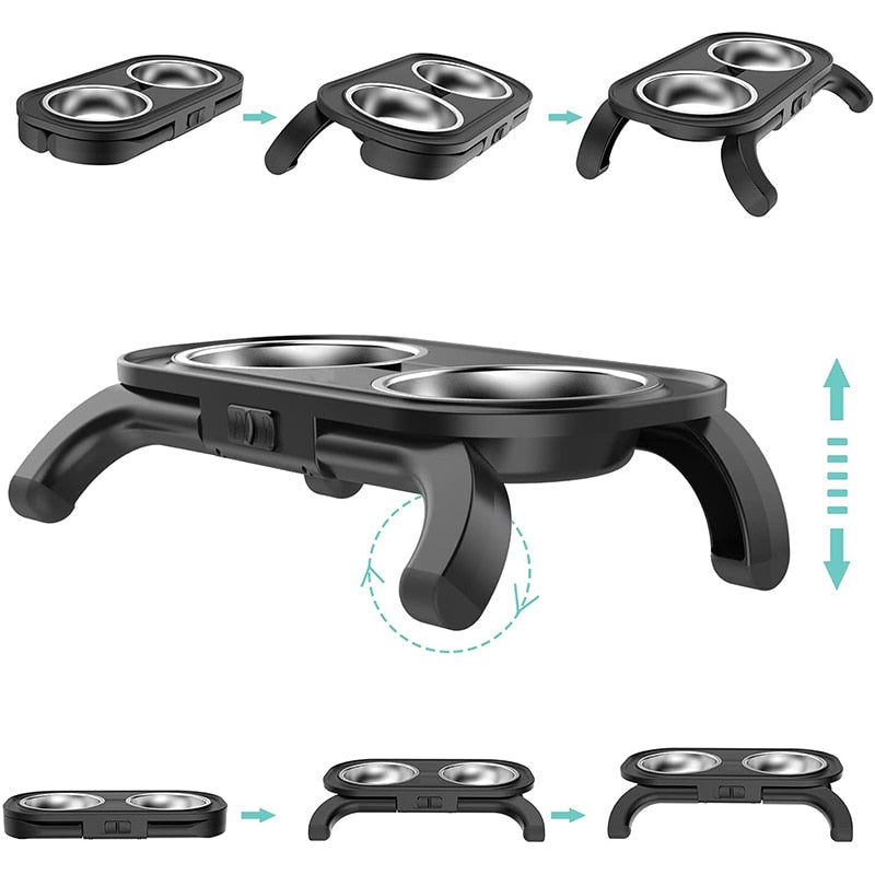 Cuencos elevada con soporte para perros y gatos, sin derrames, antideslizantes, de acero inoxidable. - Mascotalux
