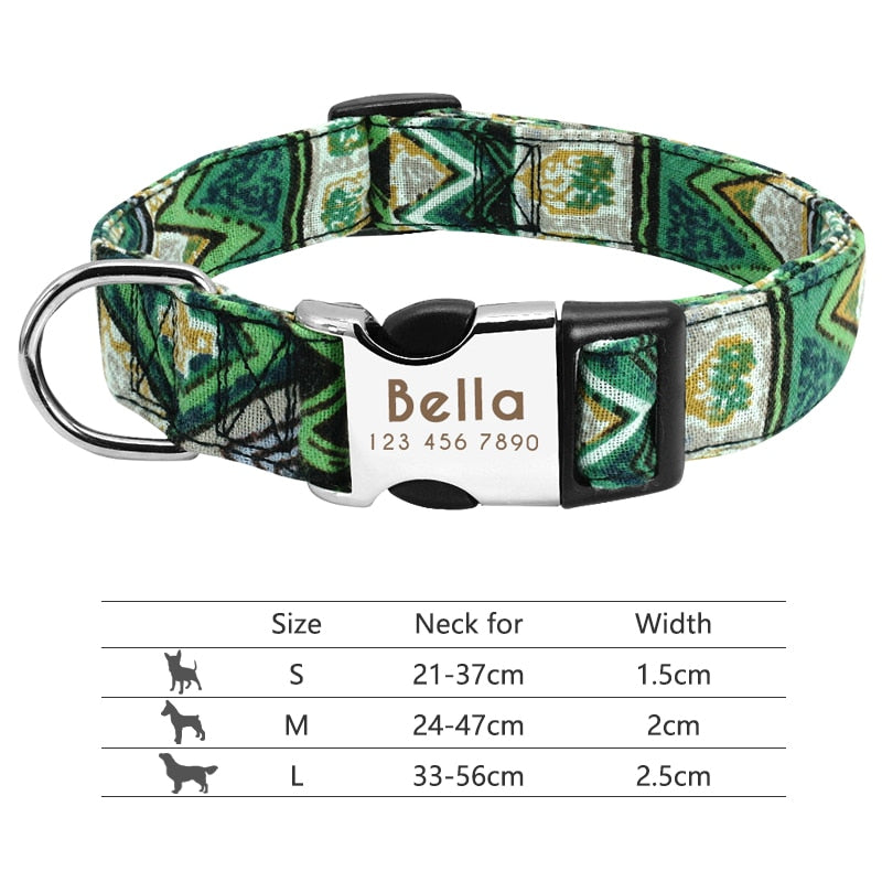 Collar para perro, personalizado con placa de etiqueta de identificación grabada - Mascotalux
