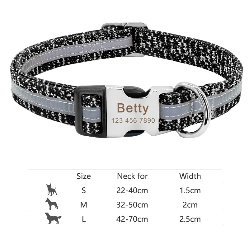 Collar para perro, personalizado con placa de etiqueta de identificación grabada - Mascotalux