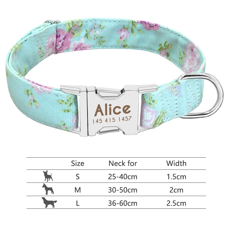 Collar para perro, personalizado con placa de etiqueta de identificación grabada - Mascotalux