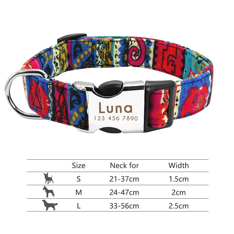 Collar para perro, personalizado con placa de etiqueta de identificación grabada - Mascotalux