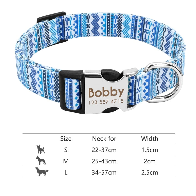 Collar para perro, personalizado con placa de etiqueta de identificación grabada - Mascotalux