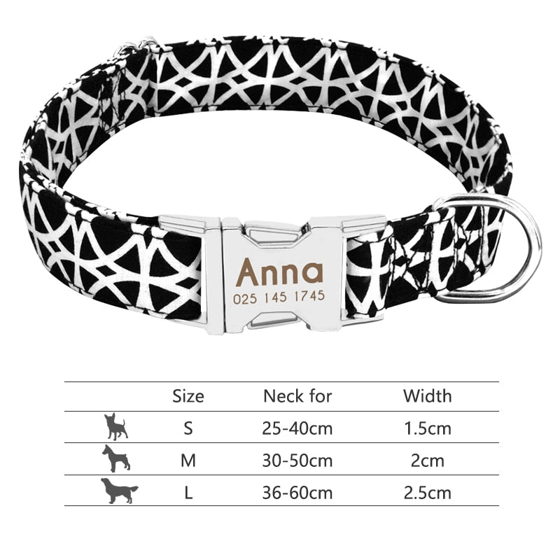 Collar para perro, personalizado con placa de etiqueta de identificación grabada - Mascotalux