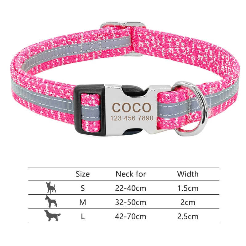 Collar para perro, personalizado con placa de etiqueta de identificación grabada - Mascotalux