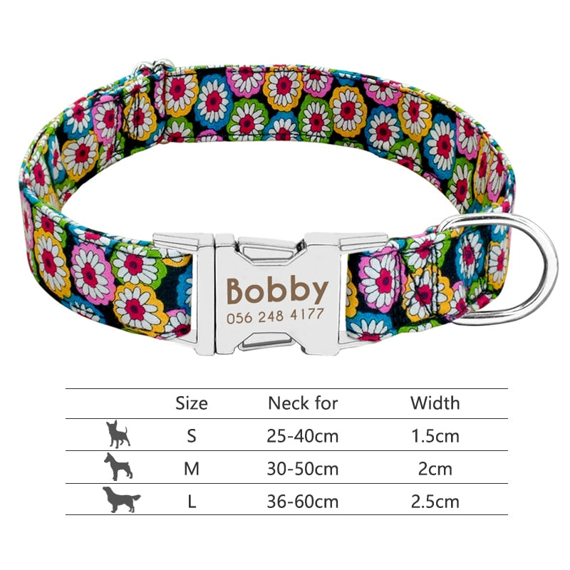 Collar para perro, personalizado con placa de etiqueta de identificación grabada - Mascotalux