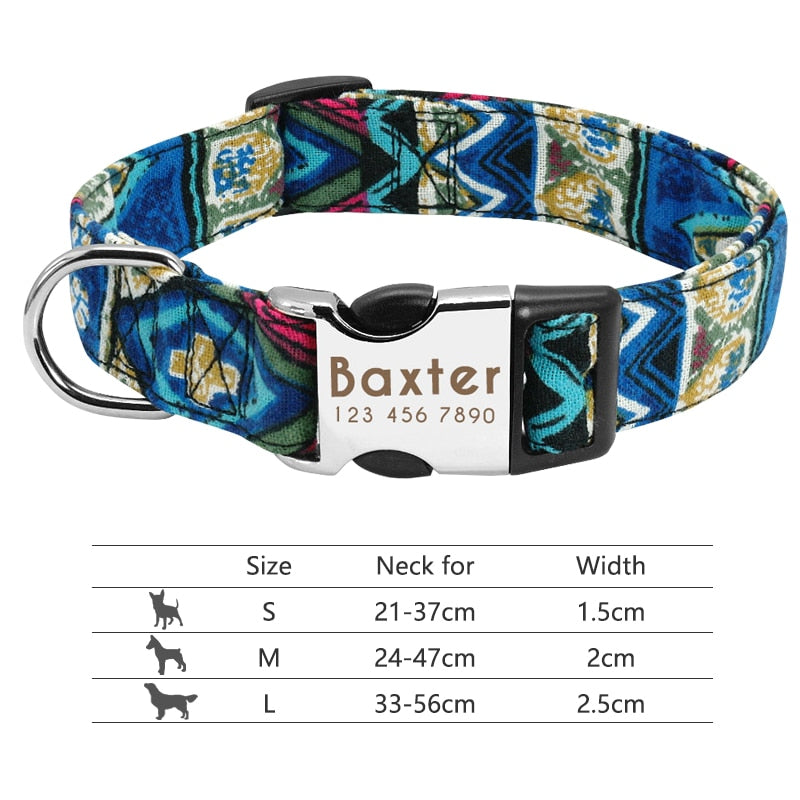 Collar para perro, personalizado con placa de etiqueta de identificación grabada - Mascotalux