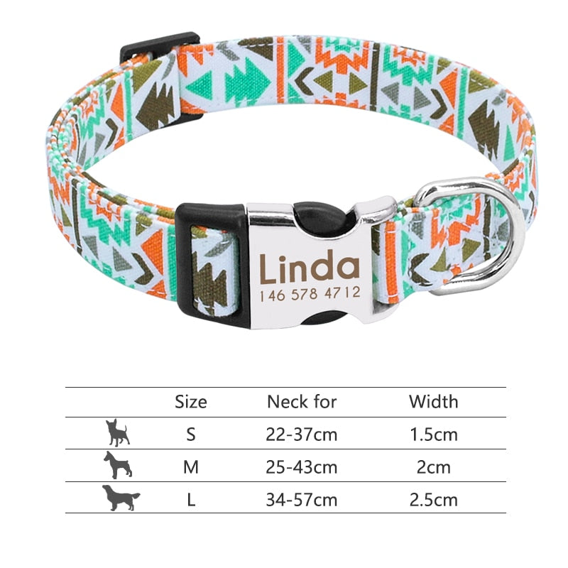Collar para perro, personalizado con placa de etiqueta de identificación grabada - Mascotalux