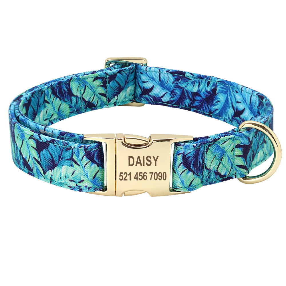 Correa y collar de nailon con flores para perro, conjunto de sujeción animal con estampado floral para mascota de tamaño pequeño, mediano y grande, incluye bolsa para comida de premio. - Mascotalux