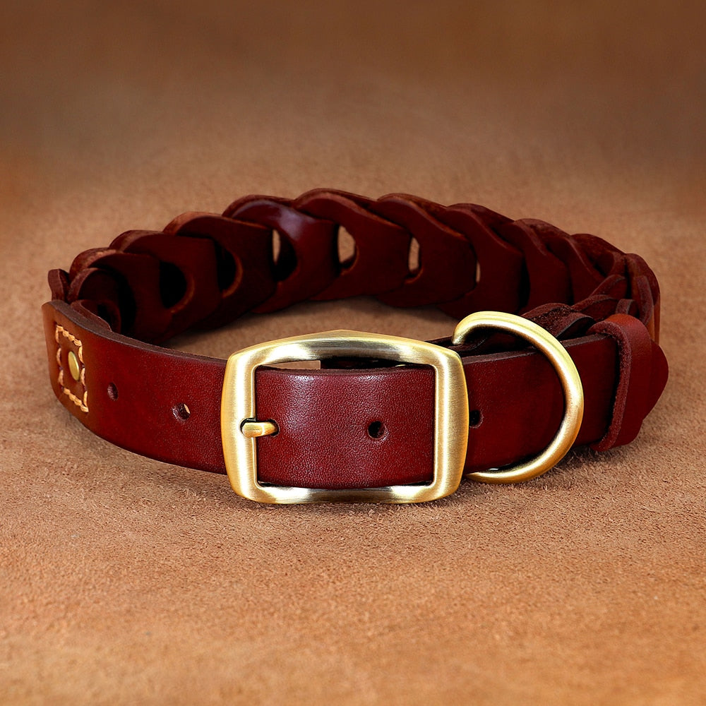 Collar de piel de vaca para perro, para perro grande, Labrador, Pastor Alemán - Mascotalux