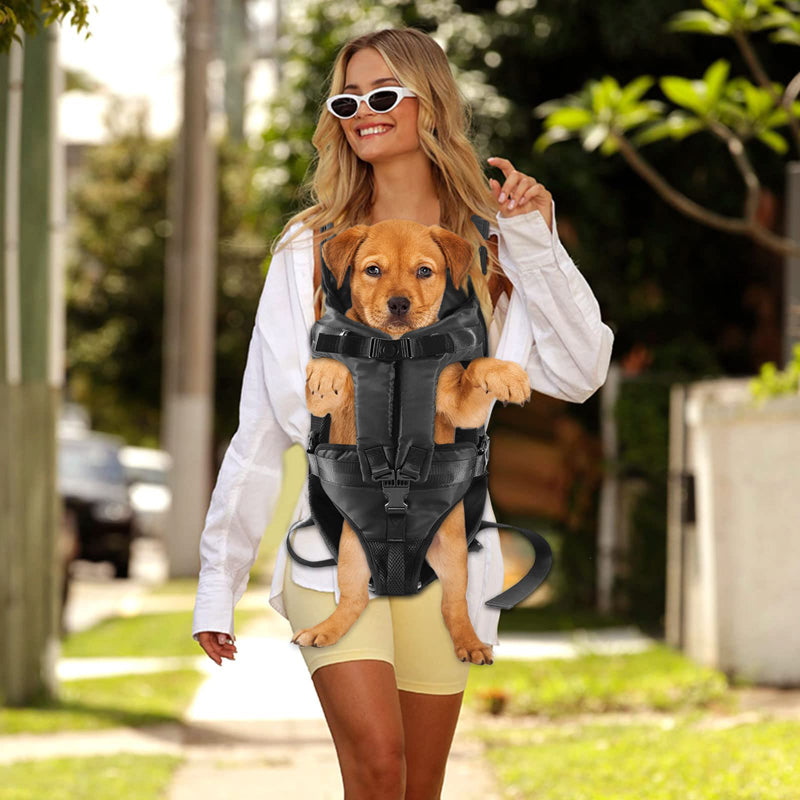 Mochila de transporte para perros, con cara frontal y manos libres. - Mascotalux
