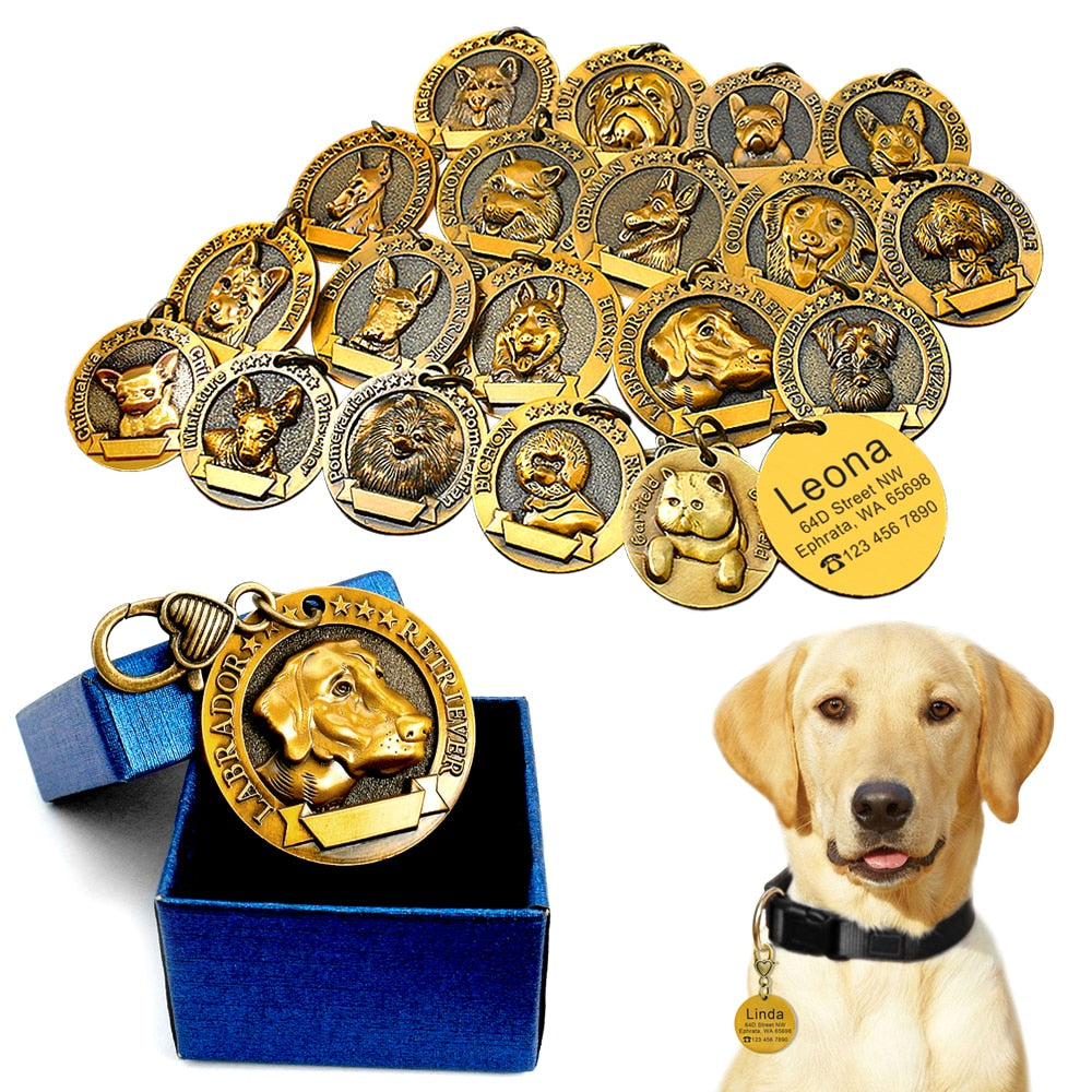 Placa de identificación personalizada de acero inoxidable con secreto para salvar vidas - Mascotalux