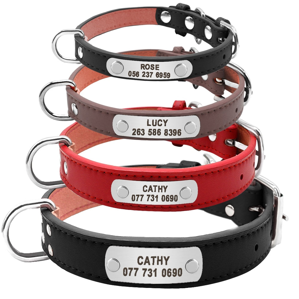 Collar para perros personalizado, accesorio para mascotas de piel sintética. - Mascotalux