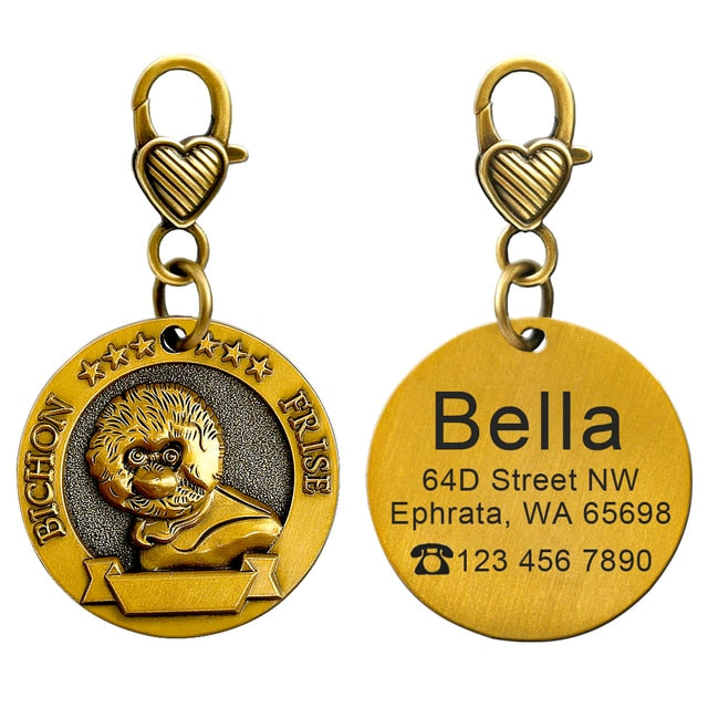 Placa de identificación personalizada de acero inoxidable con secreto para salvar vidas - Mascotalux