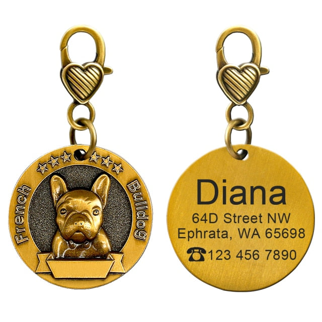 Placa de identificación personalizada de acero inoxidable con secreto para salvar vidas - Mascotalux