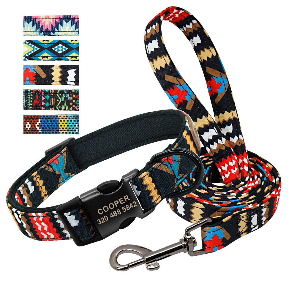 Collar personalizado con correa para perro, correa de nailon personalizada para identificación de mascotas. - Mascotalux