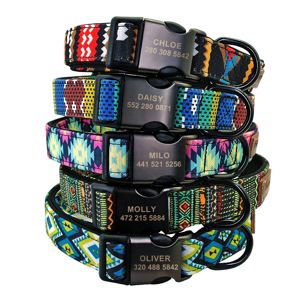 Collar personalizado con correa para perro, correa de nailon personalizada para identificación de mascotas. - Mascotalux