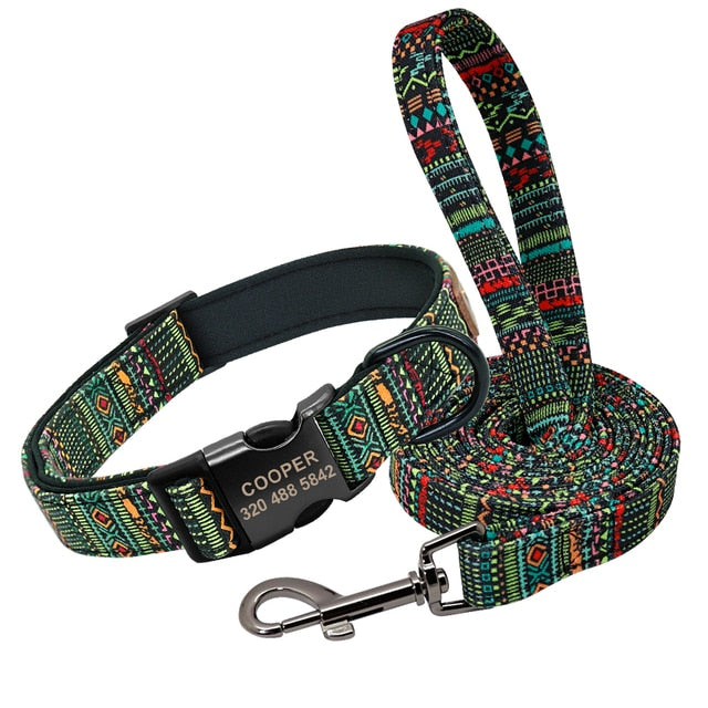 Collar personalizado con correa para perro, correa de nailon personalizada para identificación de mascotas. - Mascotalux