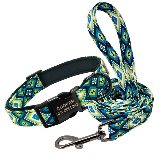 Collar personalizado con correa para perro, correa de nailon personalizada para identificación de mascotas. - Mascotalux